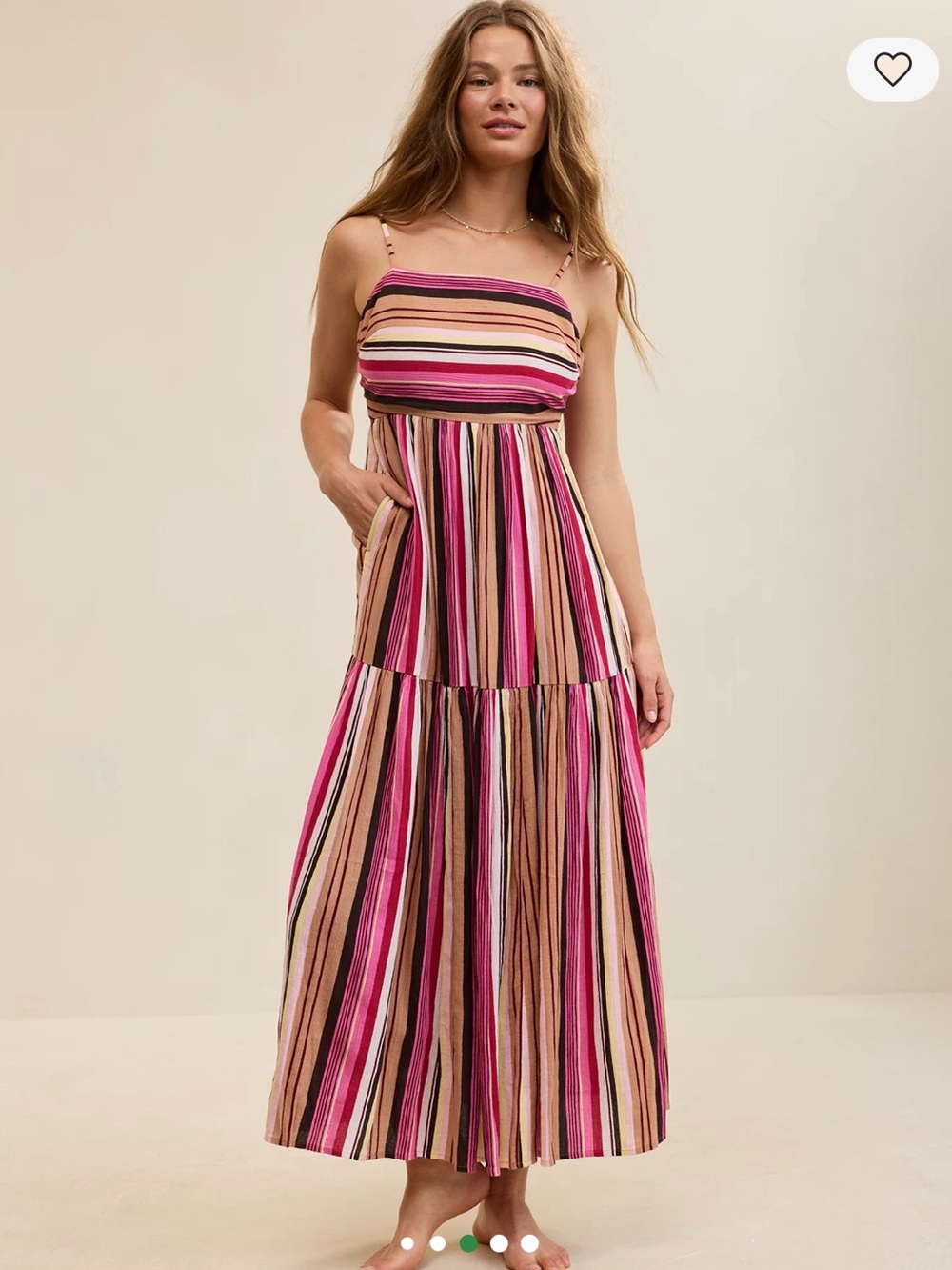 aerie Pink, Tan & Black Striped Maxi Dress